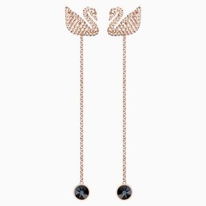 Swarovski Swarovski Iconic Swan Pierced Earrings, Brown, Rose tone plated NWT